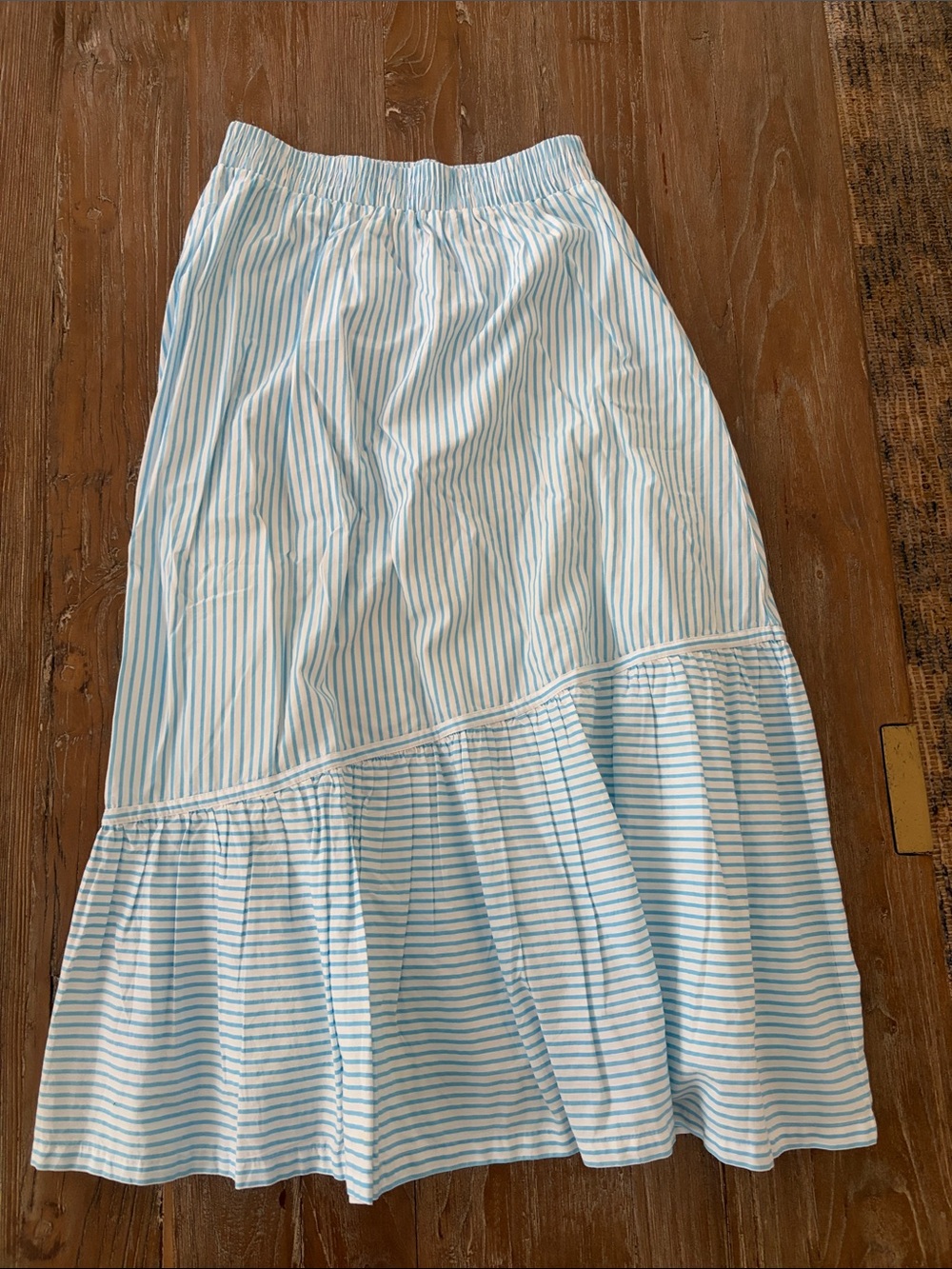 Addison Bay size M Light Blue Stripe Tiered Maxi Skirt